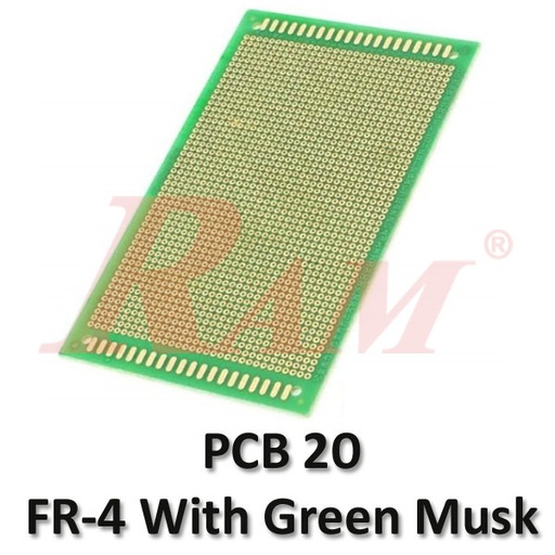 [PCB20.HOLES.9X15.FR4] PCB 15x9 cm2 Dots Holes FR-4 With Green Musk (SKU#PCB20)