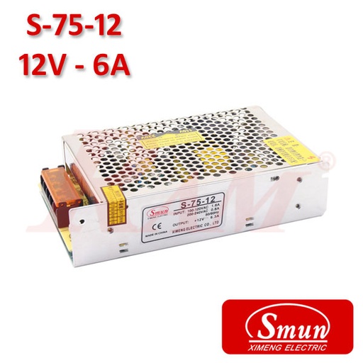 [KIT.SMPS.12V.6A] Smun® Industrial SMPS Output +12Vdc/6A Input 220Vac (S-75-12)