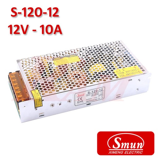 [KIT.SMPS.12V.10A] Smun® Industrial SMPS Output +12Vdc/10A Input 220Vac (S-120-12)