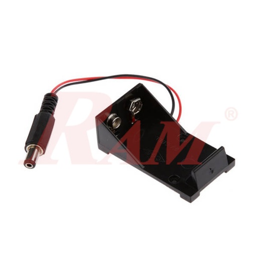 [WIRE.BATTERY.CASE.9V] Battery Holder 9V + Standard 2.1mm DC Male Plug