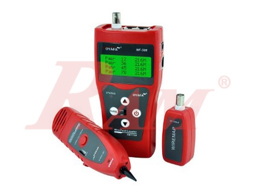 [NF308.CABLE.TESTER.TONER] جهاز اختبار وتحديد اطراف الكبلات مع امكانية قياس طول بعض الكبلات ومزود بشاشة - موديل NF308