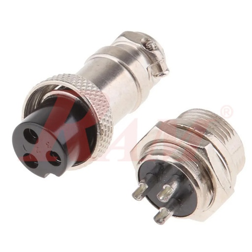 [GX12.3PIN] GX12-3 Pole Metal Male Female Panel Chassis Connector