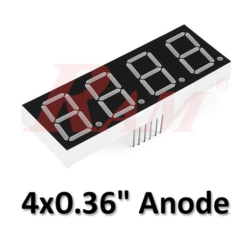 [7SEG0.36X4.ANODE] 7 Segment (4x1) 0.36" Common Anode