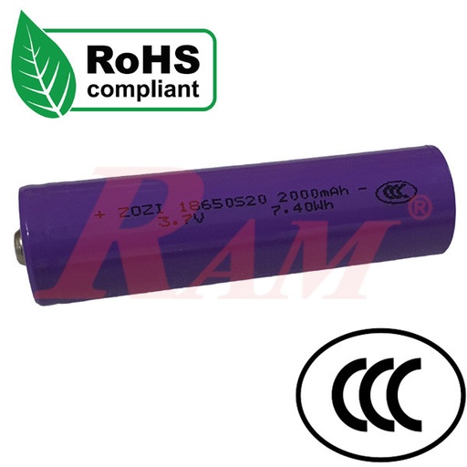 [BATTERY.18650.2000MA] Battery 3.7V 18650 Lithium Rechargeable بطارية قابلة للشحن ليثيوم عالية الجودة
