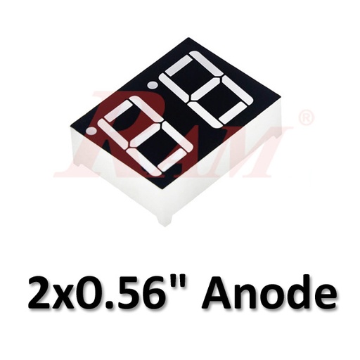 [7SEG0.56X2.ANODE] 7 Segment (2x1) 0.56" Common Anode شاشة السفن سيجمنت  - ثنائية مقاس 0.56" انود مشترك
