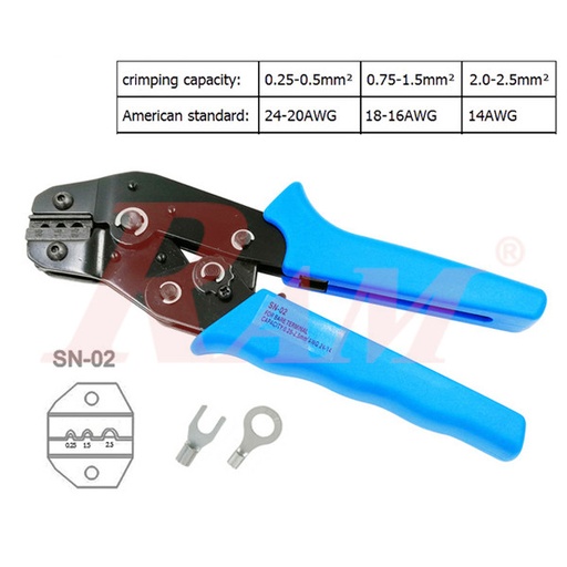 [SN.02.CRIMPING.TOOL] SN-02 Non Insulated Terminals Crimping Tool بنسة ترملة للترامل الغير معزولة