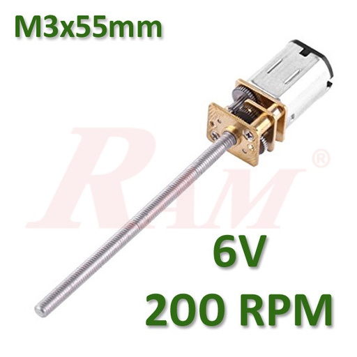[DC.MICRO.LS.6V.55MM.200RPM] Micro Metal Thread 6V DC 200 rpm Geared Motor With 55mm Lead Screw Shaft (GA12-N20)