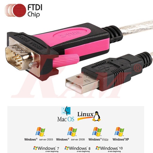 [USB.TO.FTDI.SERIAL] Original FTDI Chip FT-232 USB2 to Serial RS232 Converter Cable محول بيانات داتا اصلي من يو اس بي USB2 الى RS232 مزود بالايسي FT-232