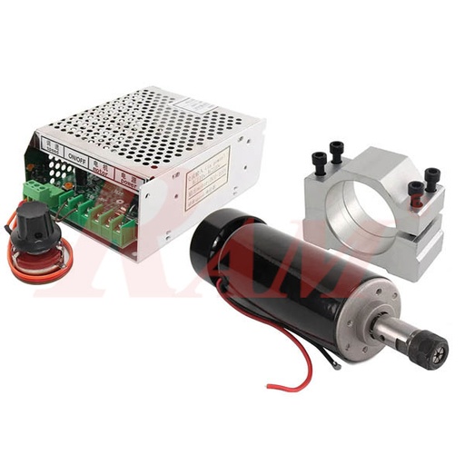 [SPINDEL.DC.500W.ER11] DC Spindle Air Cooling 500W ER11 + 52mm Clamps + Power Supply