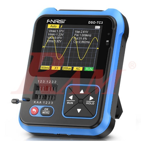 [AVO.DSO.TC3.PLUS.FNIRSI] FNIRSI® DSO-TC3 Plus (3-IN-1) 500 kHz Digital Oscilloscope, Transistor Tester & Signal Generator