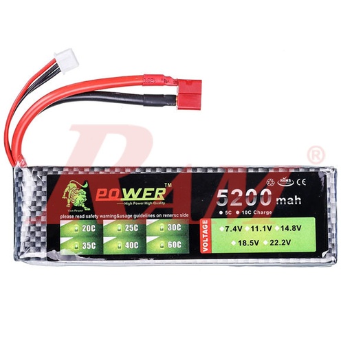 [LIPO.11.1V.5200MAH.40C] Lithium Polymer Battery (11.1V, 5200mAh , 40C)