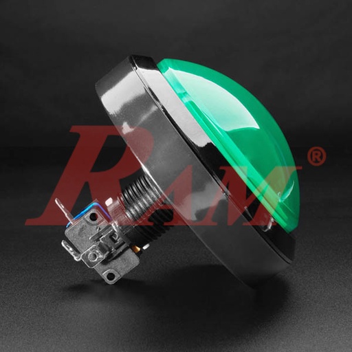[PB.ARCADE.100MM.12V.G] Arcade Style 100mm Big Round Push Button With Green LED Light - Massive Arcade Button with LED