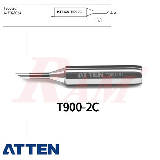 [TIP.HOT.ATTEN.T900.2C] ATTEN® TIP T900-2C Lead-Free Soldering Iron Tip سن مشطوف مستدير ماركة اتين
