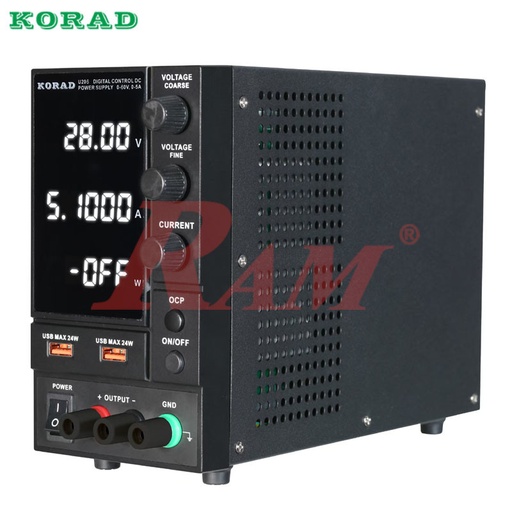 [PS.U206.KORAD] U206 0-60V, 0-5A, 300W, 1CH, Digital Control and Switching Mode DC Power Supply With 2 USB Quick Charging Ports
