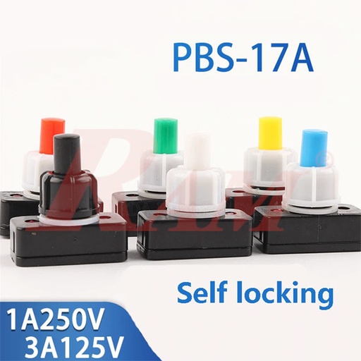 Switch On/Off PBS-17A 10mm - Self Locking زر تشغيل/إيقاف تثبيت ذاتي (لوك) مقاس 10 مم
