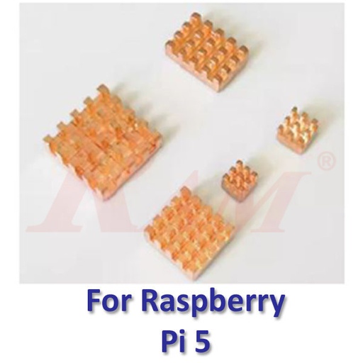 [HS.P5.GOLD] Heatsink Cooling Set for Raspberry Pi 5B Board - Gold (Aluminum & Copper)
