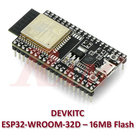 [KIT.ESP32­.16M.DIVKITC.WROOM.32D] ESP32-DEVKITC Development Board (ESP32-WROOM-32D – 16MB Flash)
