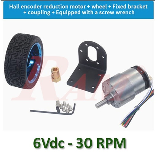 [DC.JGB37.6V.SET.30RPM] JGB37-520 DC Geared Motor 6Vdc 30 rpm Complete Set With Encoder