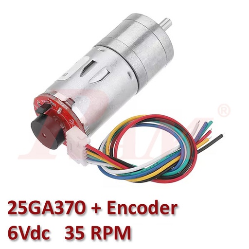 [DC.JGA25-370.ENC.6V35R] 25GA370 DC Geared Motor With Encoder 6Vdc 35 rpm