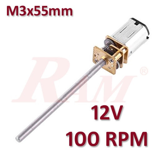 [DC.MICRO.LS.12V.55MM.100RPM] Micro Metal Thread 12V DC 100 rpm Geared Motor With 55mm Lead Screw Shaft (GA12-N20)