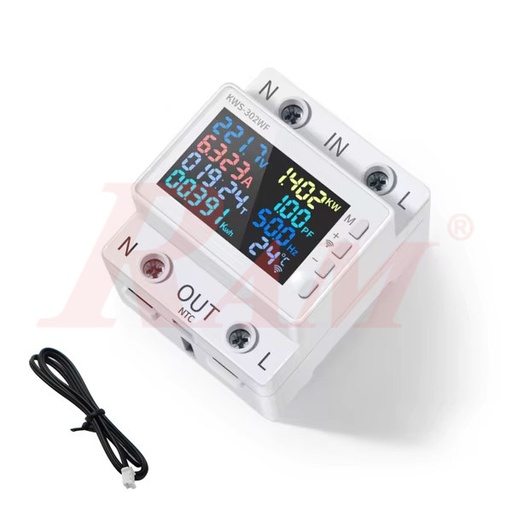 [KWS302WF.63A.PROTECTOR] KWS-302WF 1-Phase 63A V/A ac Protector - 8 in1 Power Meter & Protector with WiFi Connection - With Temperature Monitoring Protection