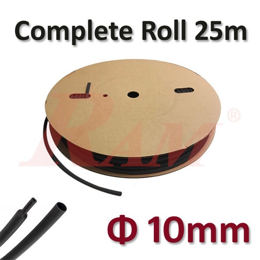 [ROL25.H.SH.10MM.B] Heat Shrink Φ 10mm - 1 Roll 25 Meters بكرة 25م هيت شرنك مكرونة حراري للعزل قطر 10 ملم