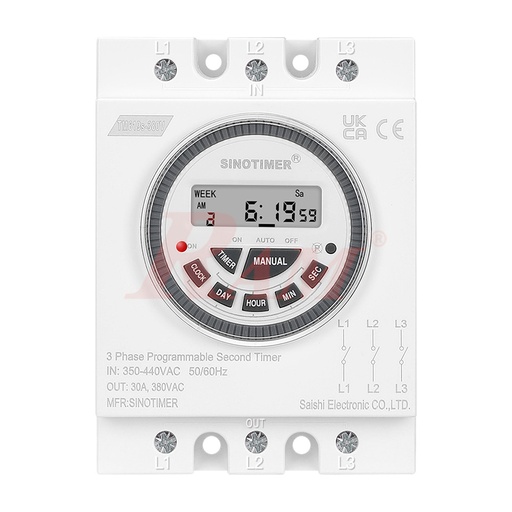 [TM619.380V.30A.TIMER] TM619-380Vac 3-Phase Timer Switch 30A/380Vac