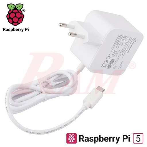 [RPI5.ADAPTOR.27W] Raspberry Pi 5 - 27W USB-C Power Supply مزود طاقة USB-C بقدرة 27 وات لبورد Raspberry Pi 5 اصلي