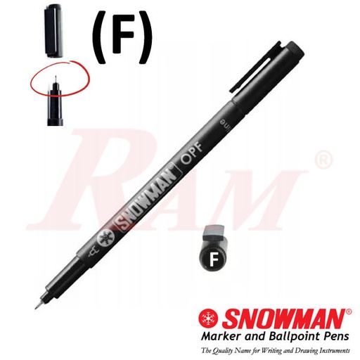 [PEN.DOKO.SNOW.OPF.F] SNOWMAN® Marker Pen (F) OPF Fine Tip Waterproof - For PCB Drawing - Black قلم دوكو للرسم على البورد سنومان (F)