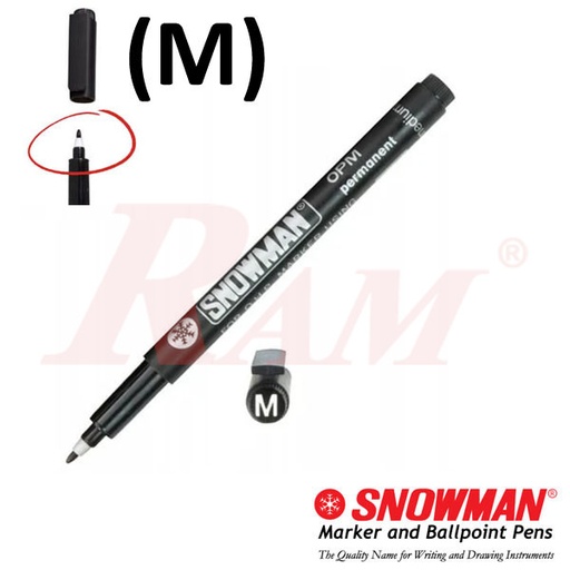[PEN.DOKO.SNOW.OPM.M] SNOWMAN® Marker Pen (M) OPM Medium Tip Waterproof - For PCB Drawing - Black
