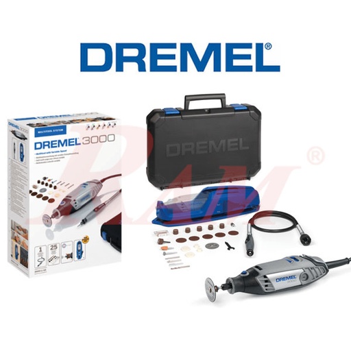 [DRILL.DREMEL.3000125EZ.F0133000JP] DREMEL® 3000 (3000-1/25 EZ) Drill & Grinding Multi-Tool With DREMEL® Flexible Shaft - F0133000JP اداة متعددة الاستخدام للحفر والجلخ مع عمود مرن ماركة دريمل